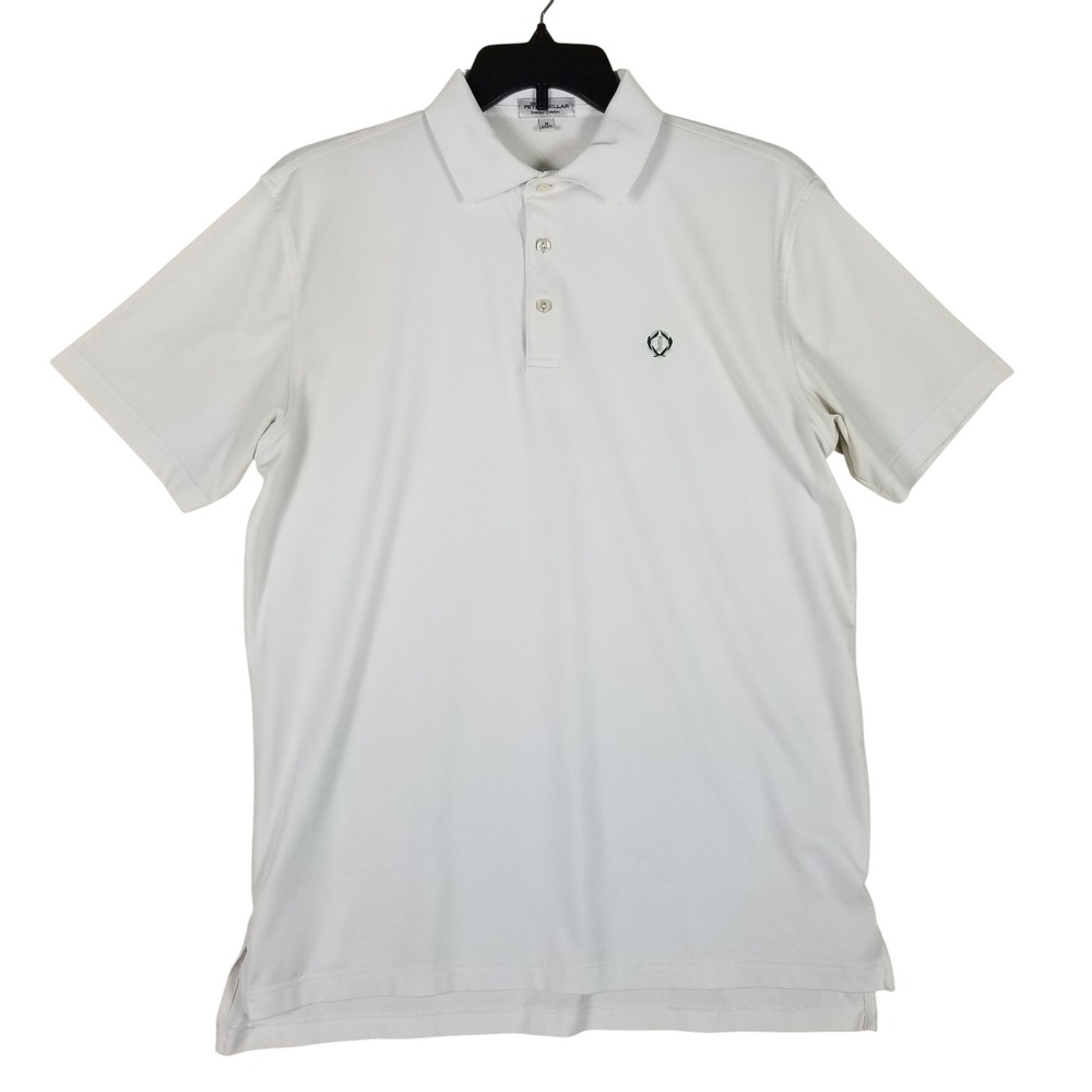 Peter Millar Polo Shirt Mens M White Summer Comfort Performance Stretch Logo